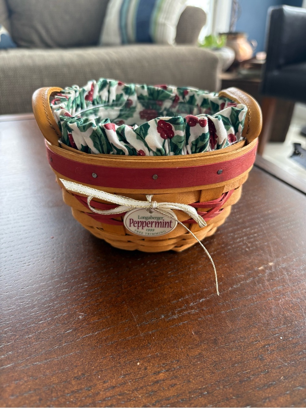 Vintage Longaberger 1999 Tree Trimming Peppermint Basket